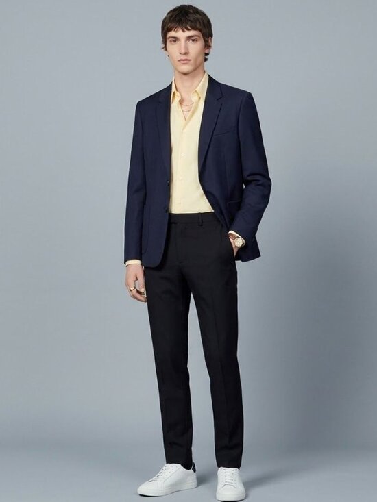 Sandro Paris Other - Sandro Paris Mens Navy Wool Preppy LondonSuit Blazer Jacket Slim Fit 2-Button